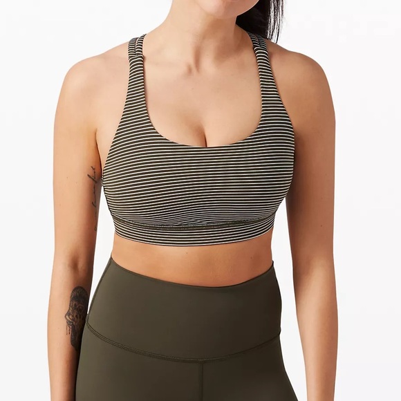 lululemon athletica Other - Energy Bra in Hype Stripe Dark Olive White